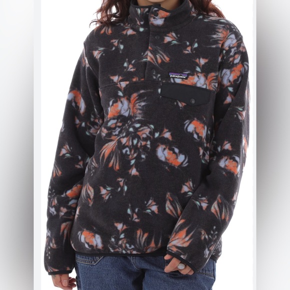 Patagonia Synchilla Snap-T lightweight Swirl Floral & Pitch Blue Gray Women’s L - Picture 15 of 16